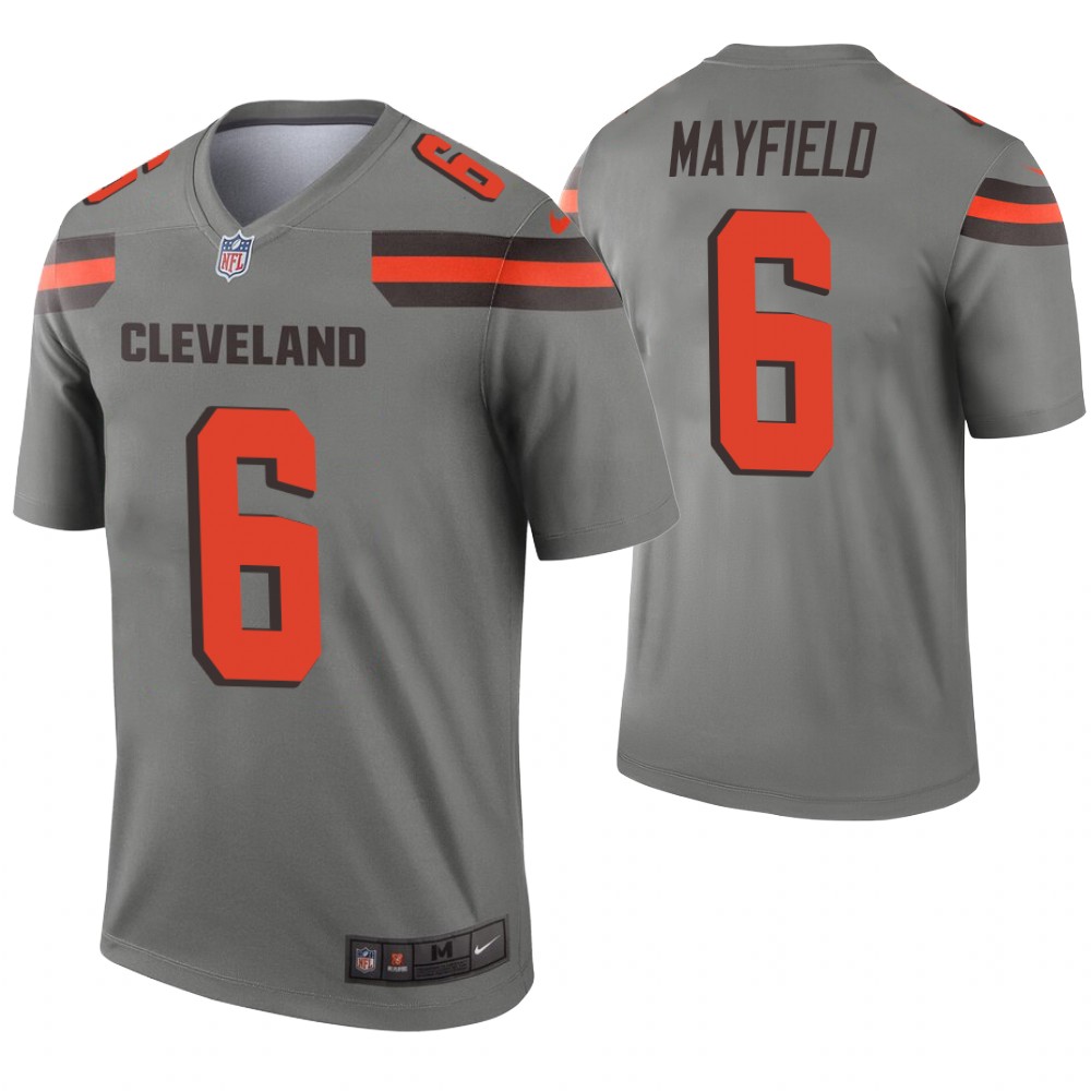 Men Cleveland Browns 6 Mayfield Nike grey Limited NFL Jerseys
